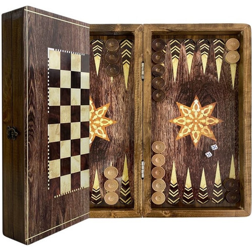 تخته نرد و شطرنج چوب روسی طرح گردو